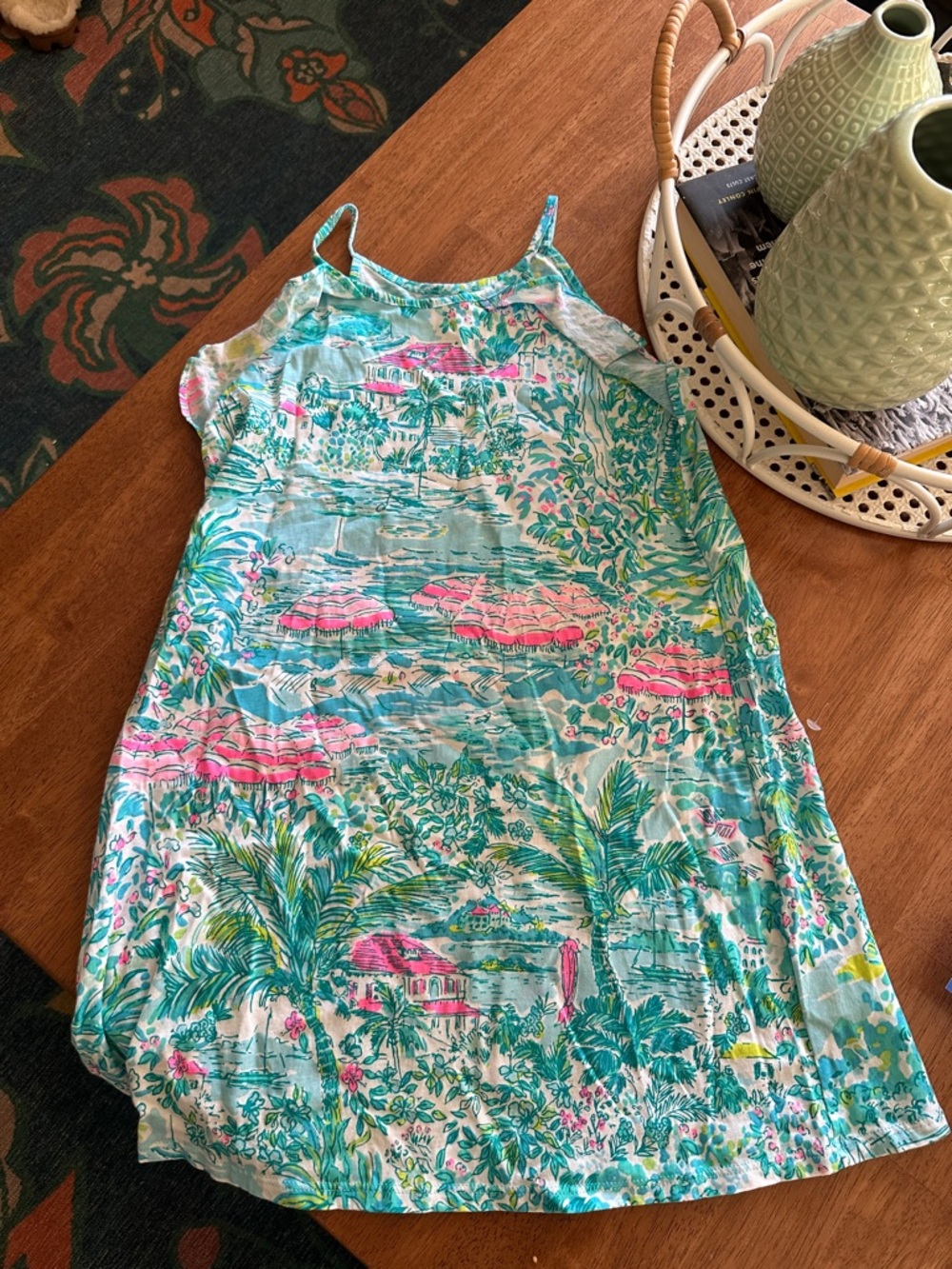 Lily Pulitzer Lightweight Tropical Tank Dress in Aqua, Pink & Yellow
